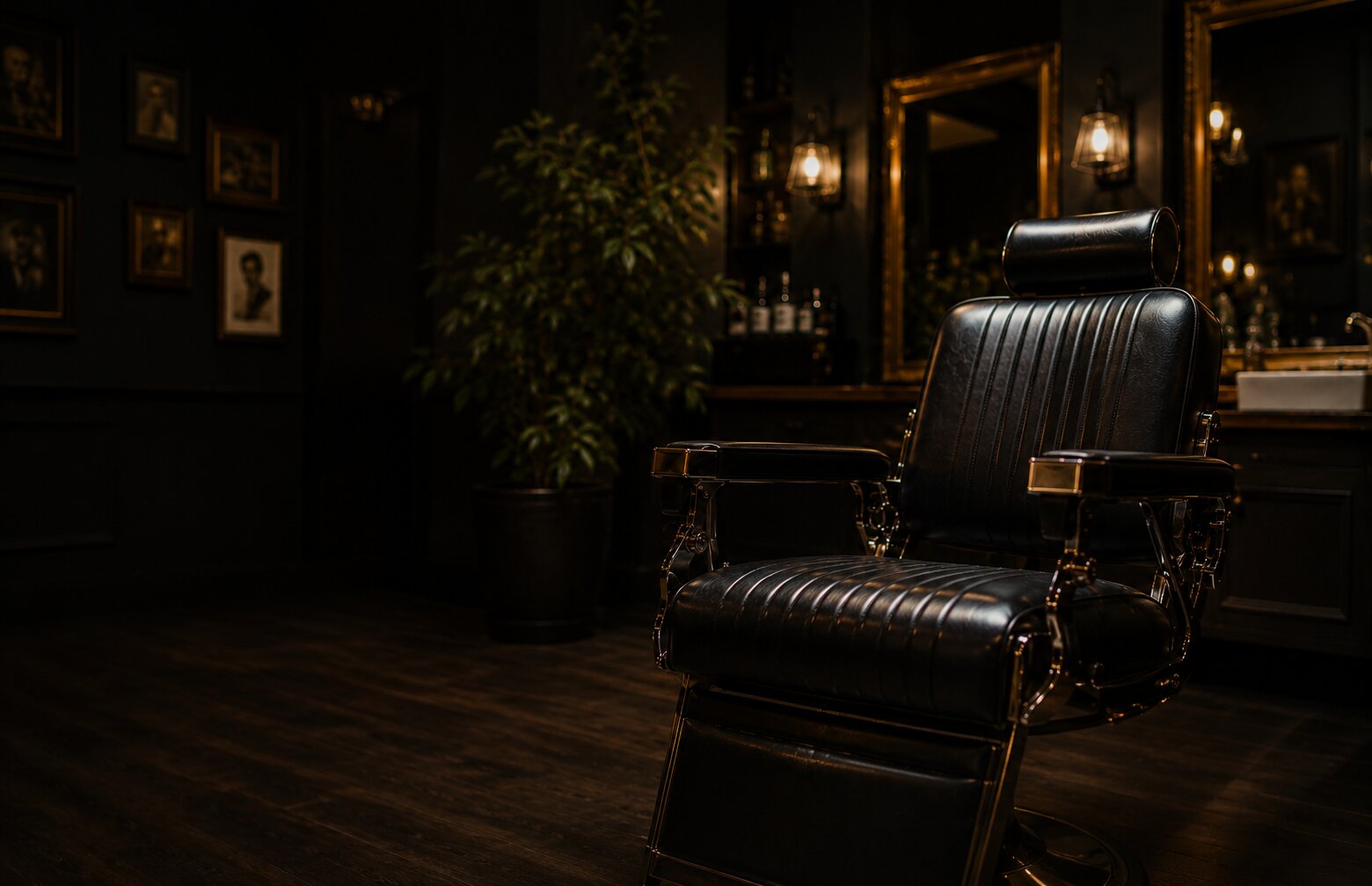 Klassischer Barberstuhl in edlem Ambiente